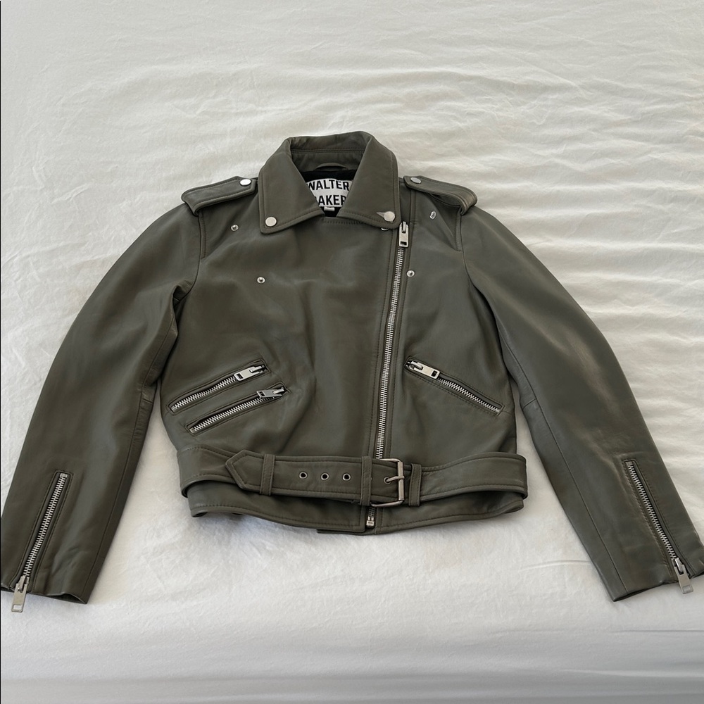 Walter Baker Women's Dark Gray/Green  Leather Jacket
